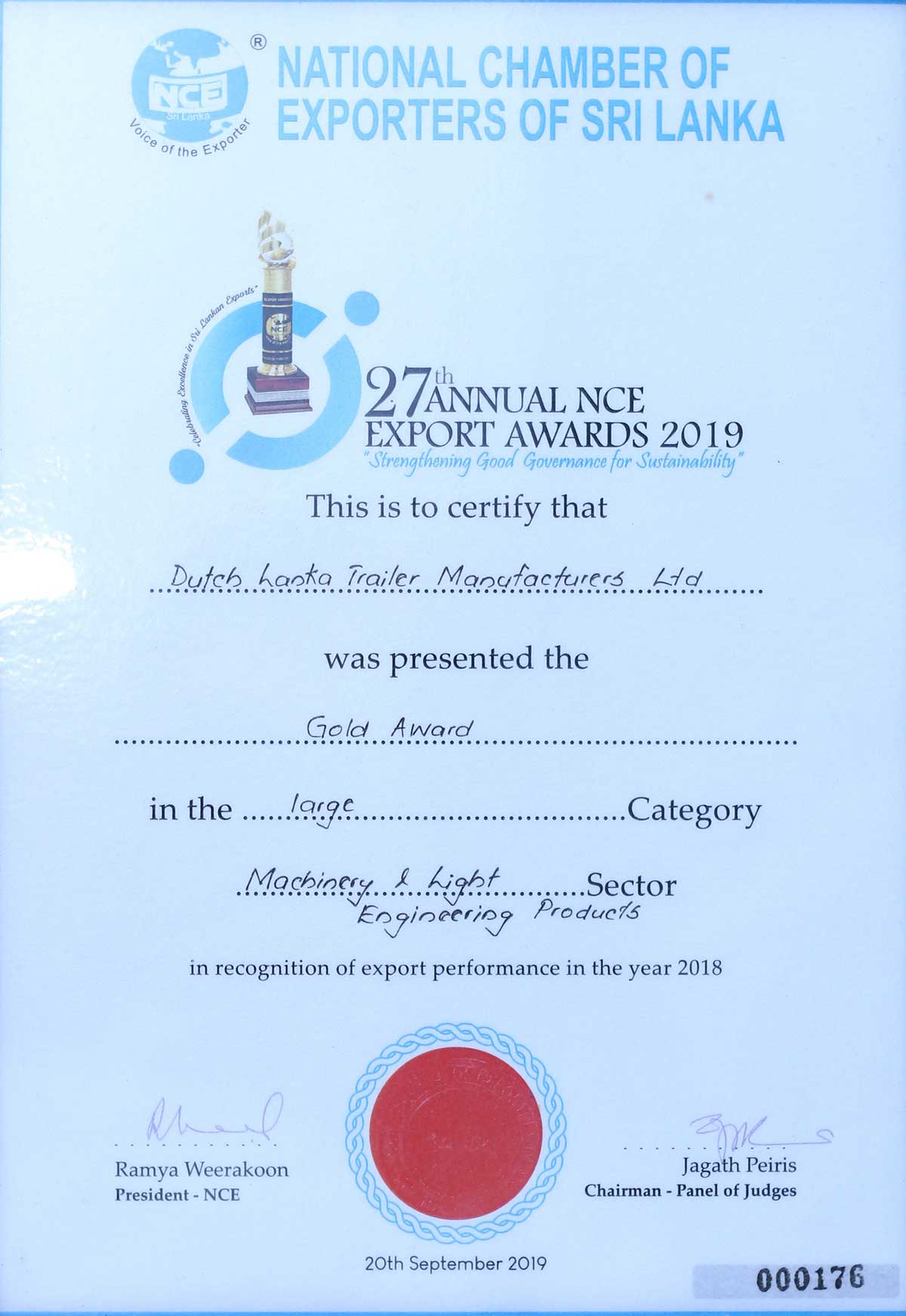 Gold Award for Best Exporter