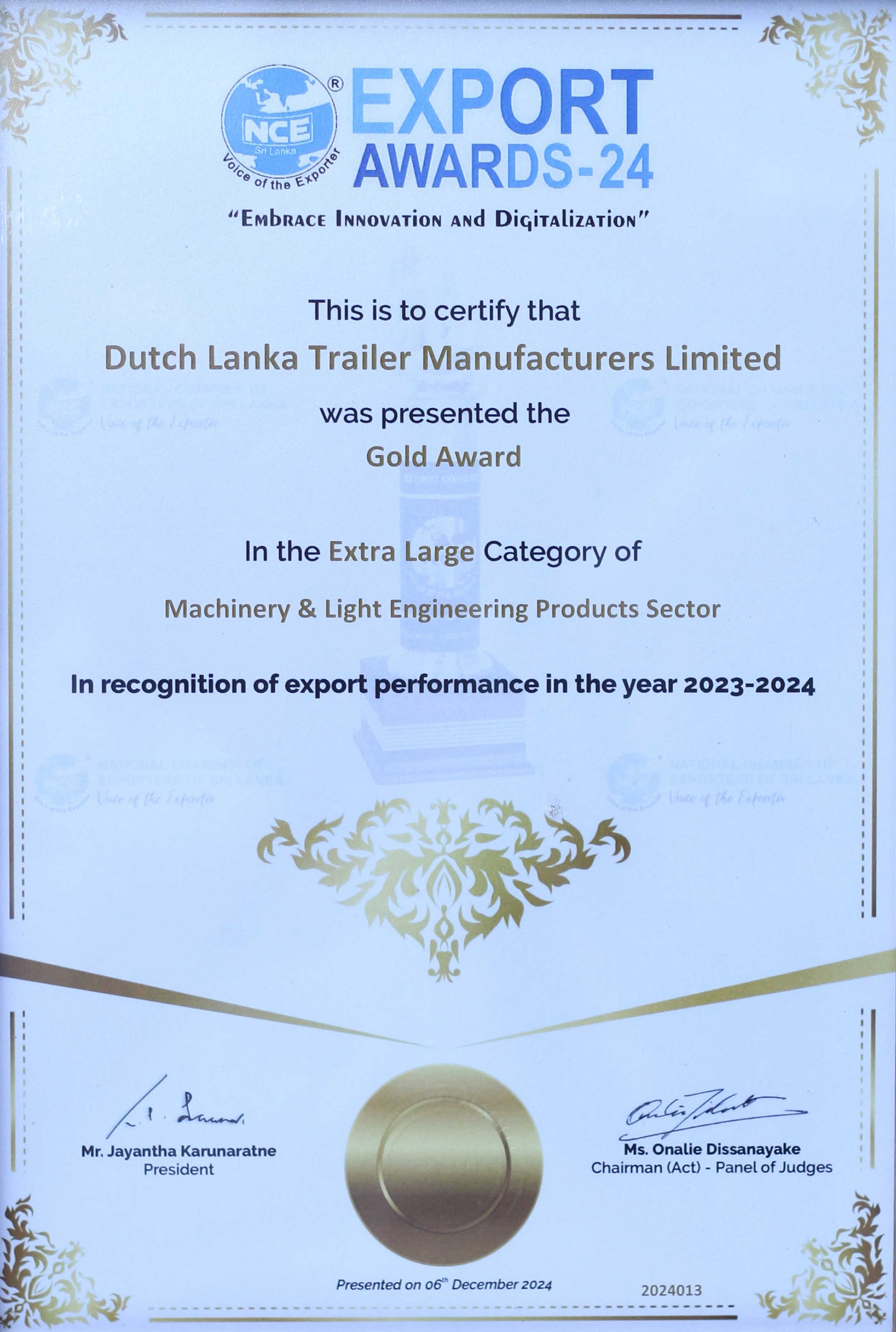 Gold Award for Best Exporter