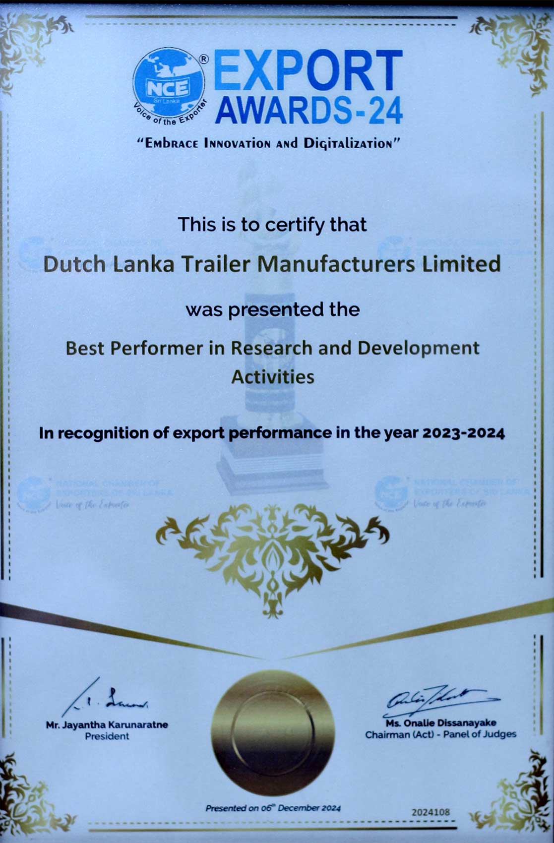 Best Performer In R&D Award
